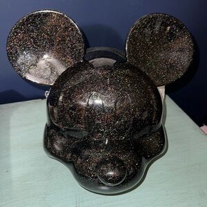 DISNEY x LOUNGEFLY MICKEY BLACK GLITTER HEAD CROSSBODY BAG